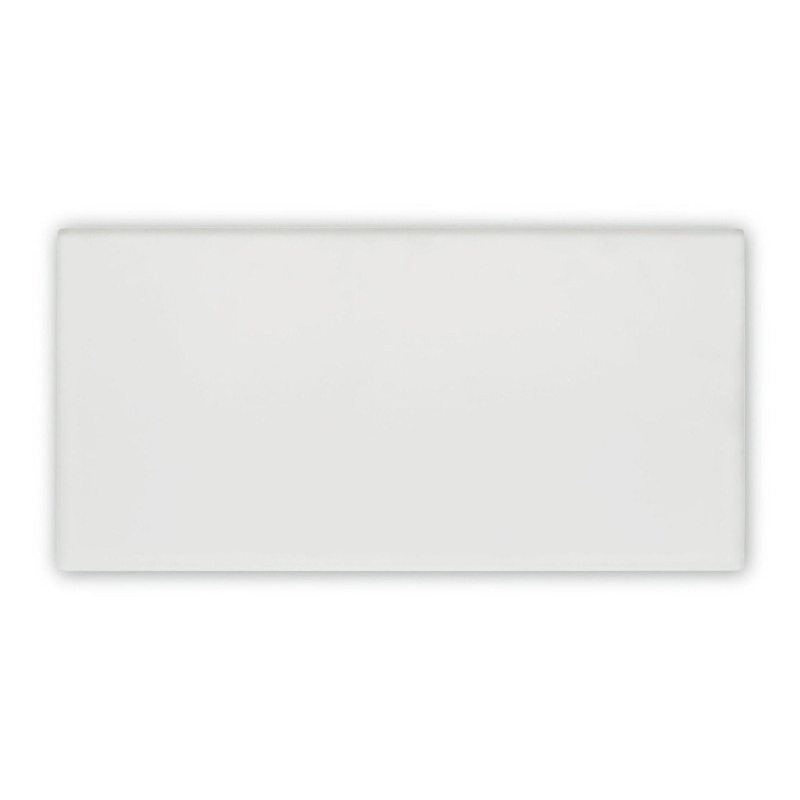 A sleek minimalist white rectangular aurora levi glass tile cardholder with a smooth glossy finish