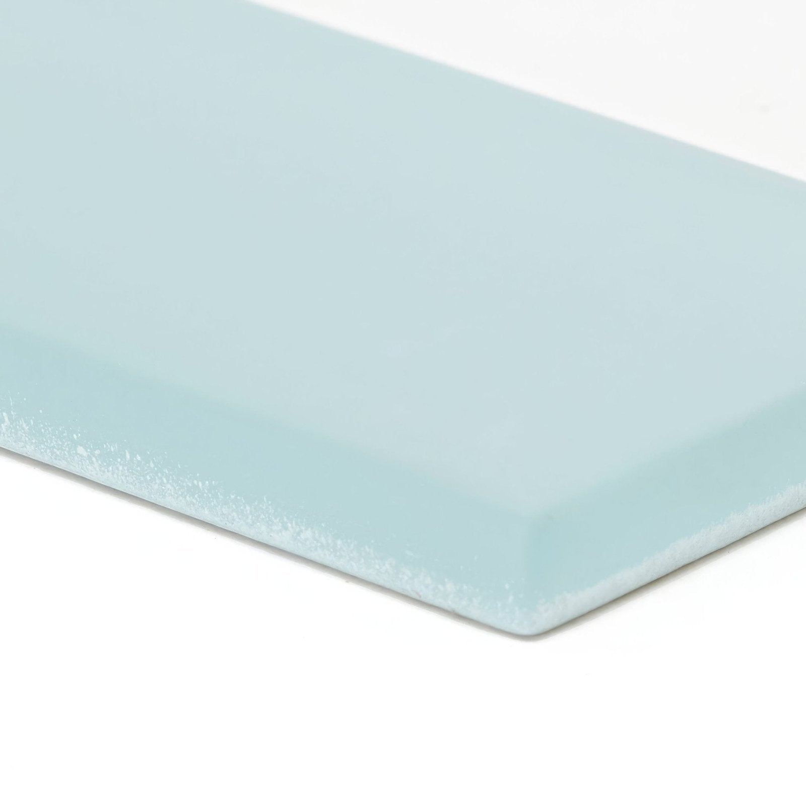 Aurora Salla brick glass mosaic smooth light blue rectangular tile with matte finish and slightly textured edges