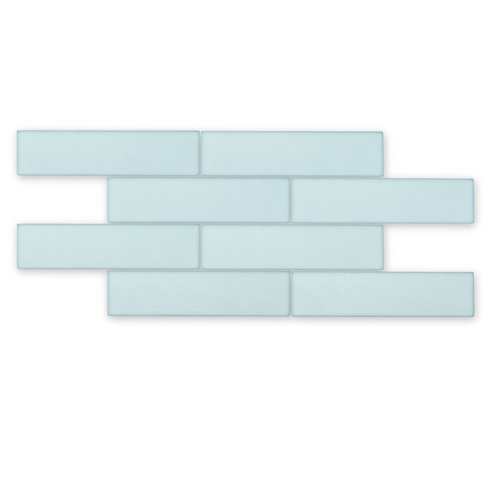 Light blue frosted glass subway tile mosaic from aurora salla brick glass mosaic with glossy finish