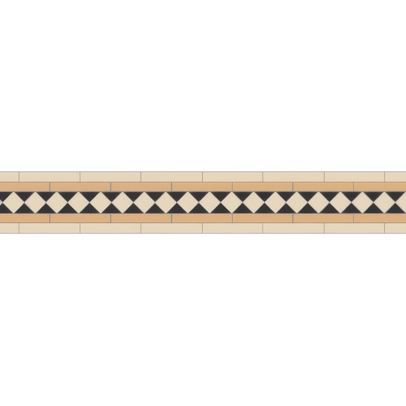 Beige and black diamond-patterned mosaic tile border from austen black old london and white collection