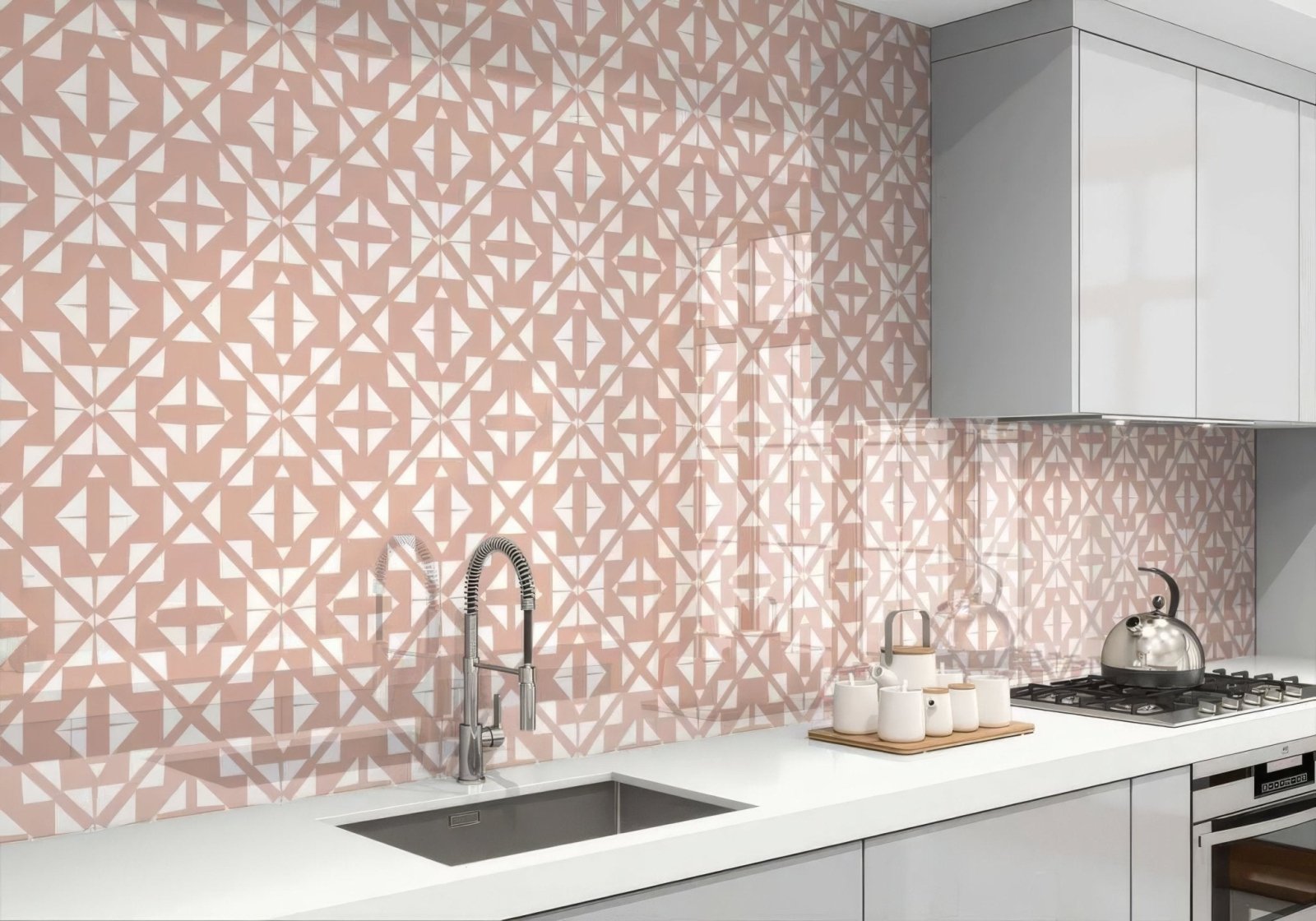 Aztec Pink White Shower Panel