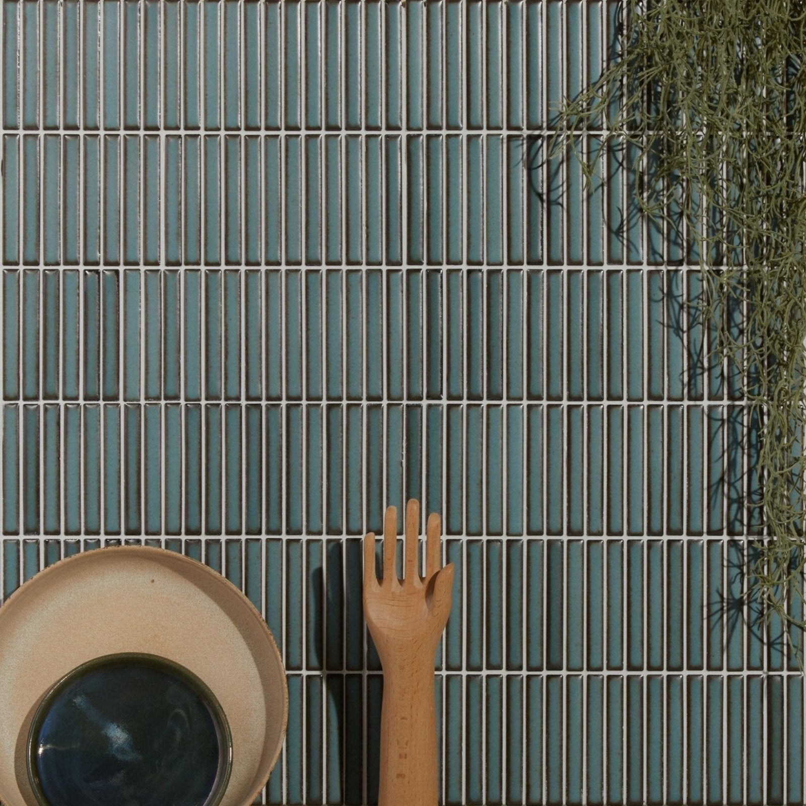 Bamboo Lustre Porcelain Mosaic Teal