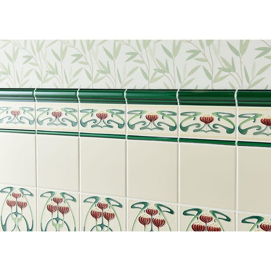 Belle Epoque Tube-Lined Single Tile on County White