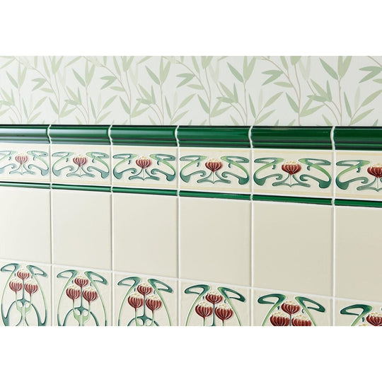 Belle Epoque Tube-Lined Single Tile on County White