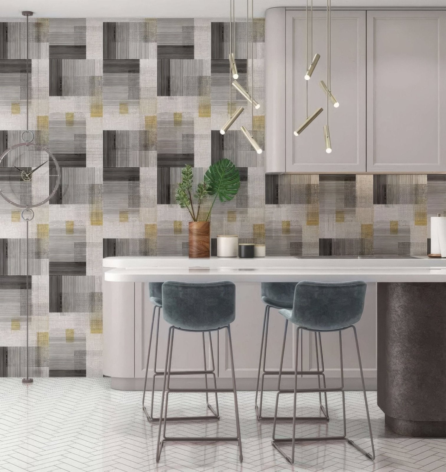 Berlin Geometric Shower Wall Panel