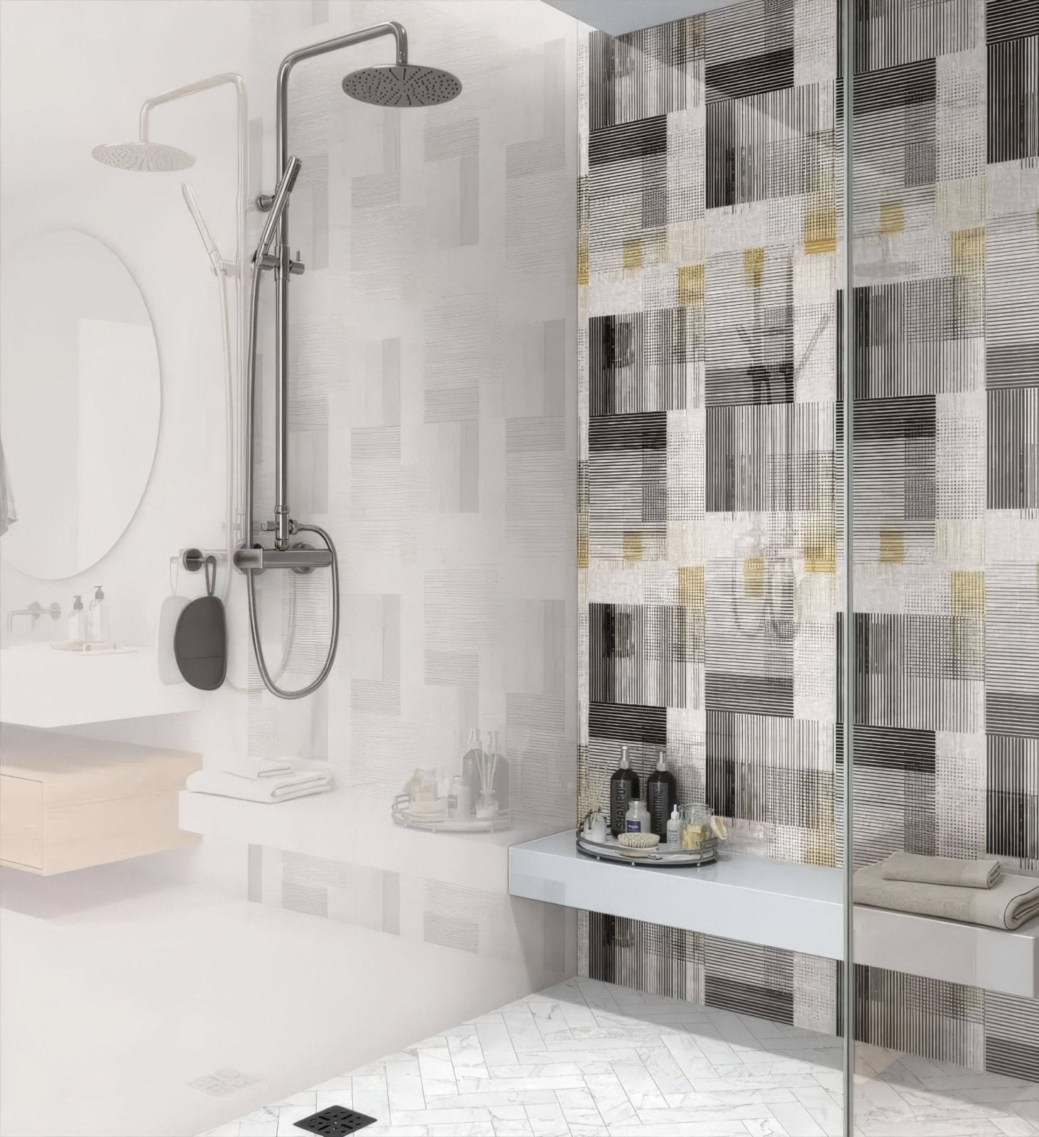 Berlin Geometric Shower Wall Panel