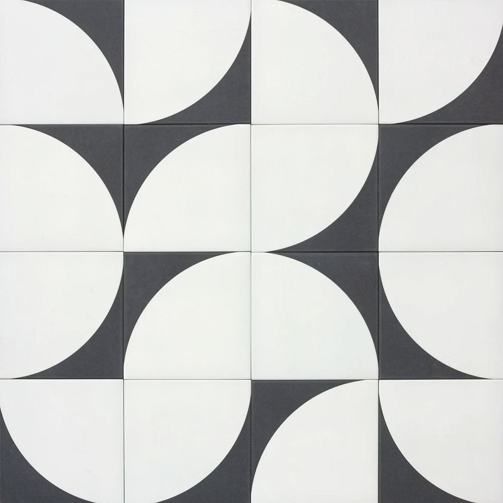 Black and white geometric patterned bert & may arco old iron porcelain ceramic floor tiles