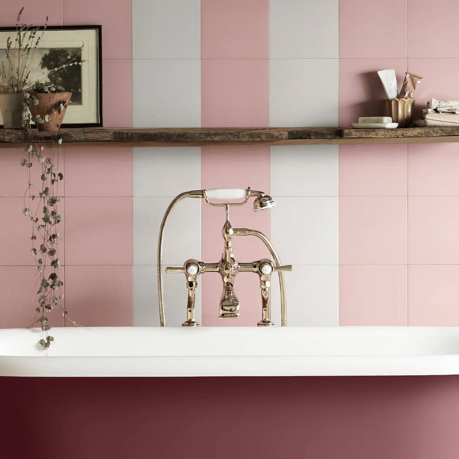 Bert & May Brighton Stone Porcelain Plain Tile in a bathroom setting (2)