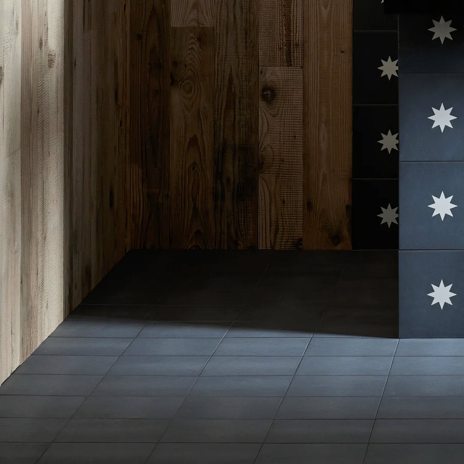Bert & May Old Iron Porcelain Plain Tile shown as flooring