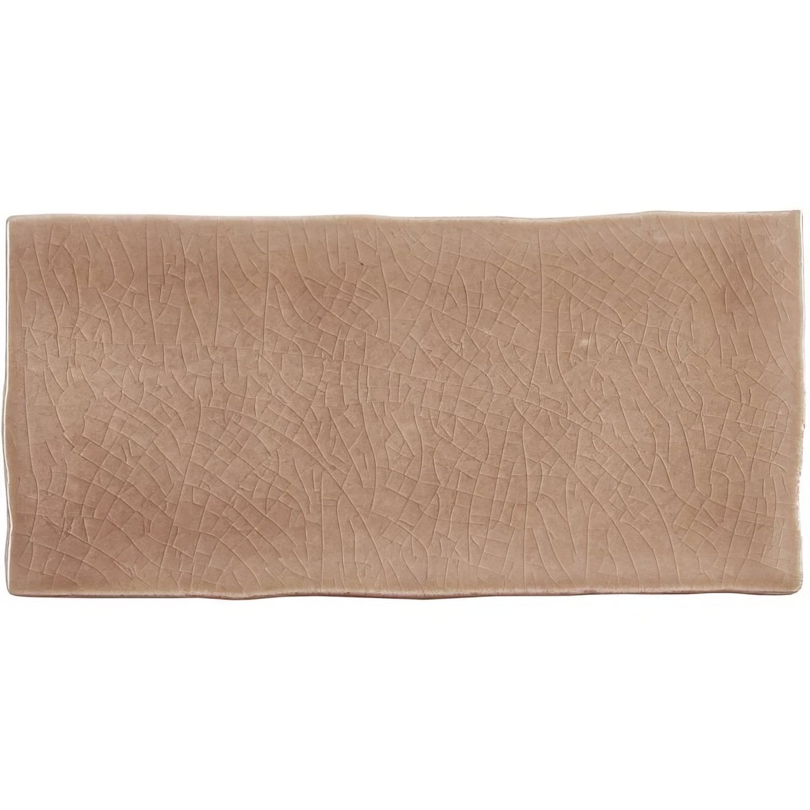 Beige rectangular ceramic brick tile birch with a textured crackled surface ideal for walls and floors