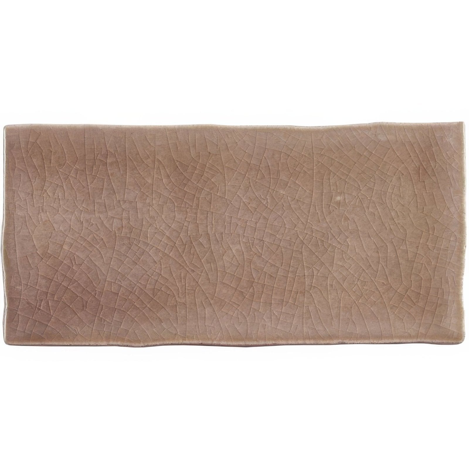 Beige ceramic half tile birch with a distinctive crackled glaze finish for wall and floor applications