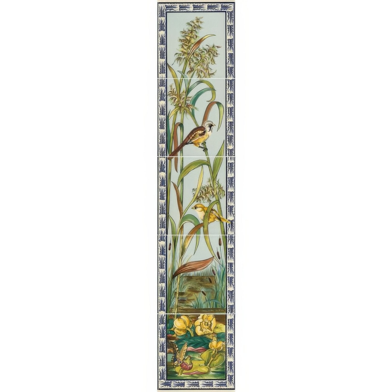 Birds And Butterfly 5 Tile Set on County White