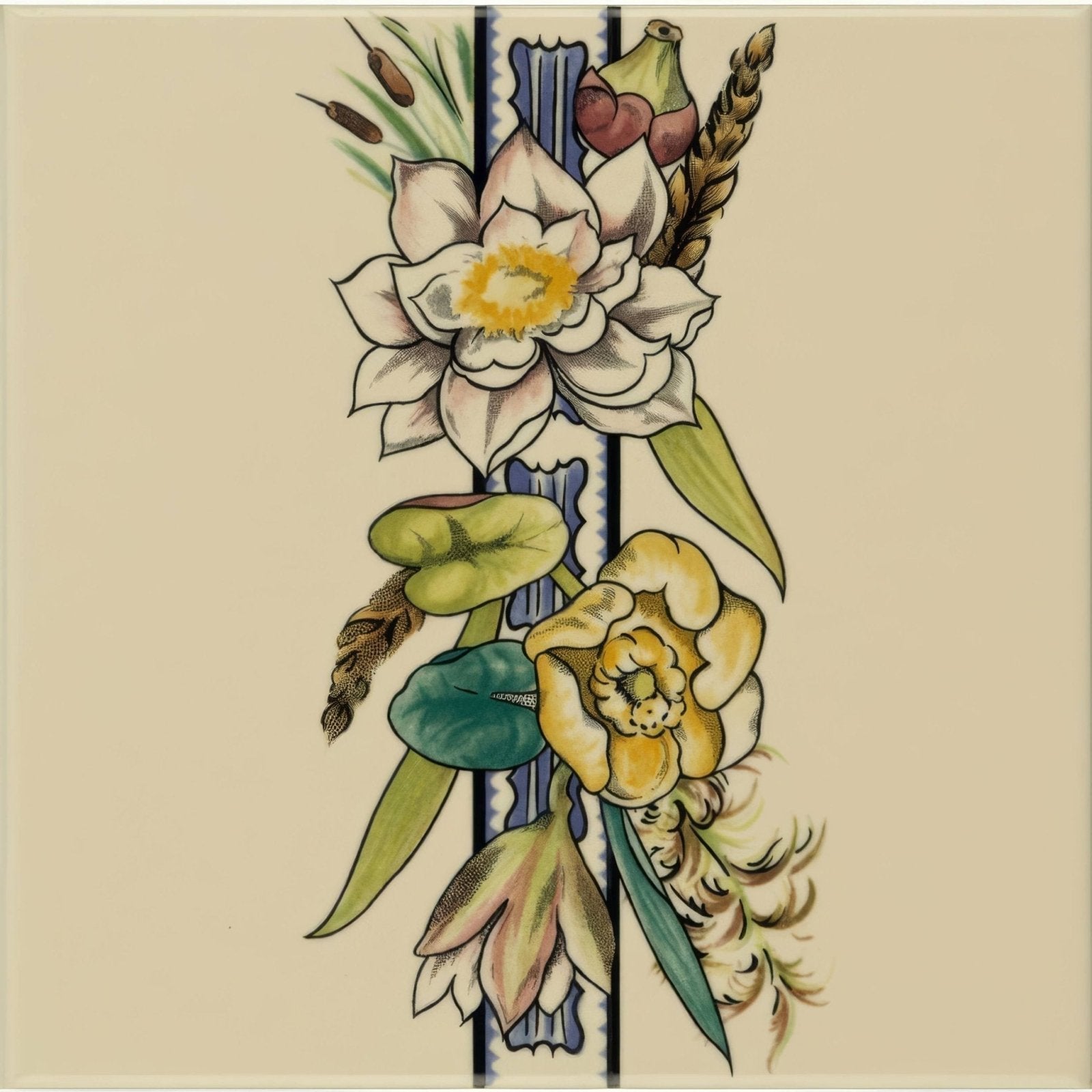 Birds And Butterfly Border On County White (1)