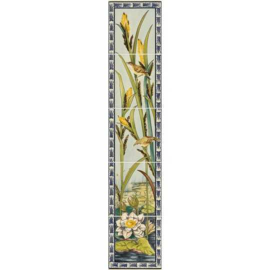 Birds & Rushes 5 Tile Set on County White
