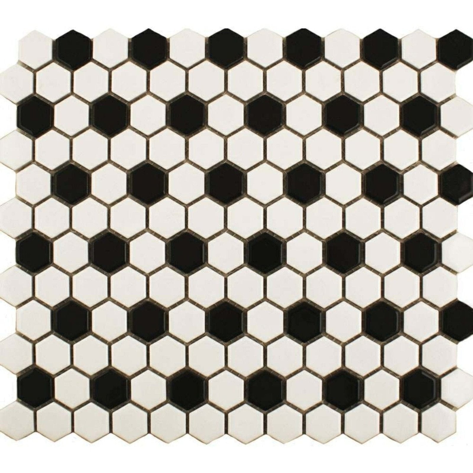 Black & White Honeycomb Floor Mosaic shown as flooring (2)