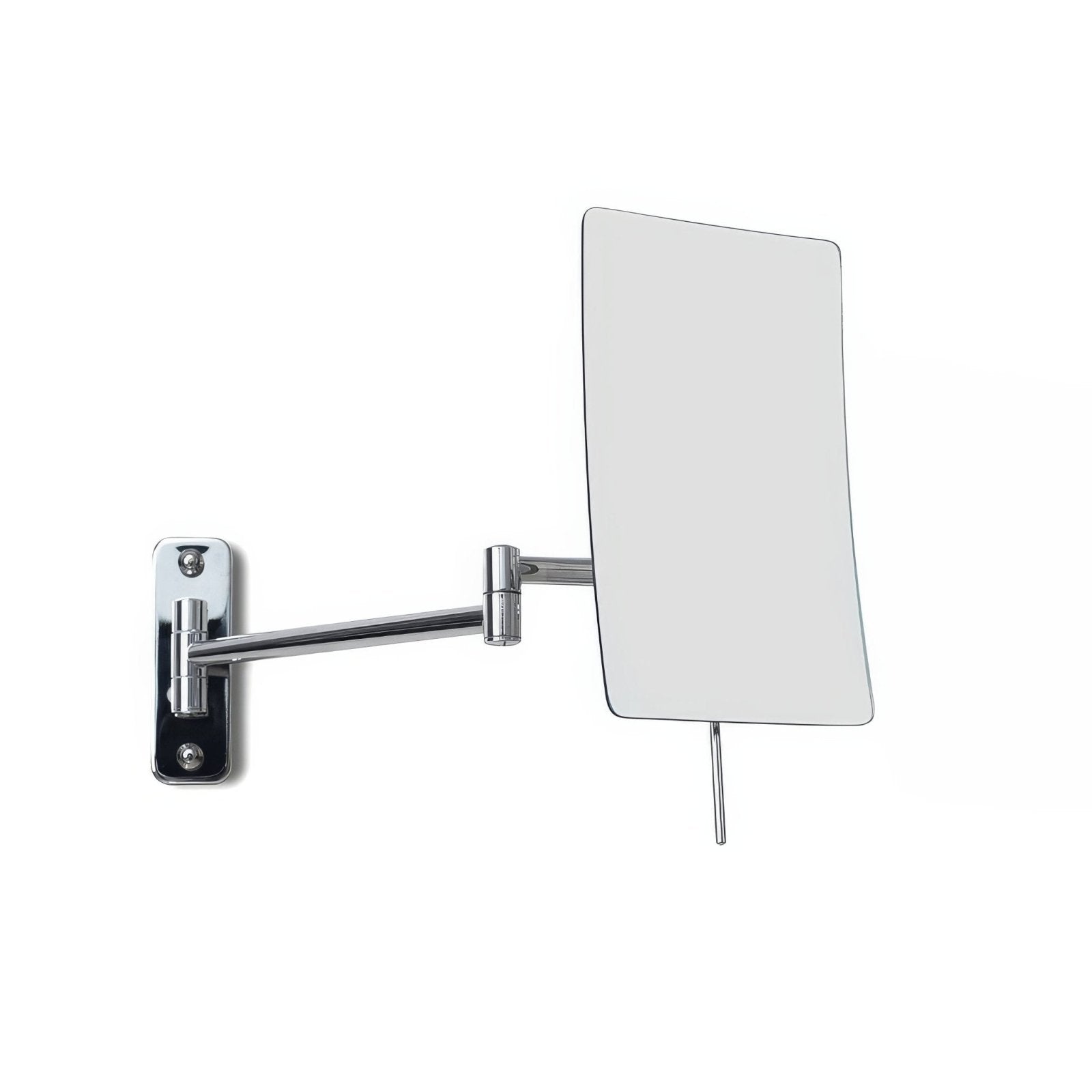 Chrome finished blake magnifying 5x wall mirror with sleek articulated arm and rectangular reflective surface