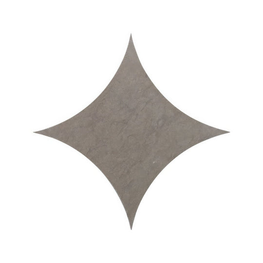 Gray four-pointed star-shaped tile with textured concrete finish from blends castano star collection