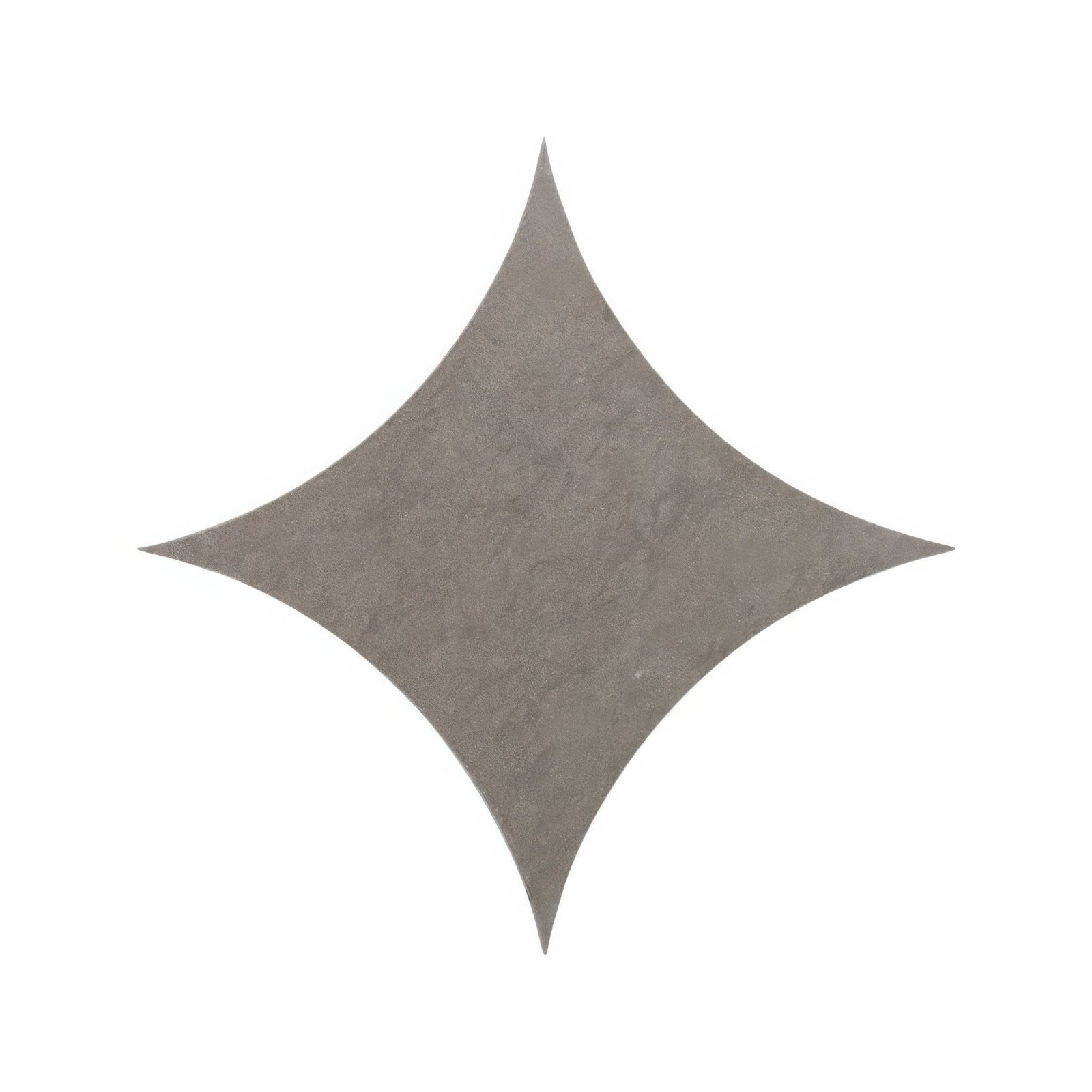 Gray four-pointed star-shaped tile with textured concrete finish from blends castano star collection
