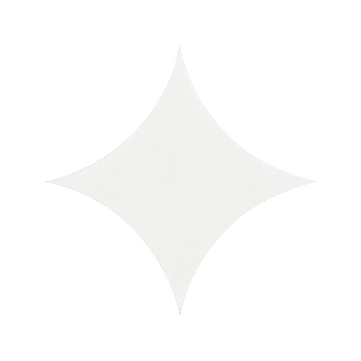 Minimalist white star-shaped ceramic decorative tile with smooth curved edges from blends east hampton star collection