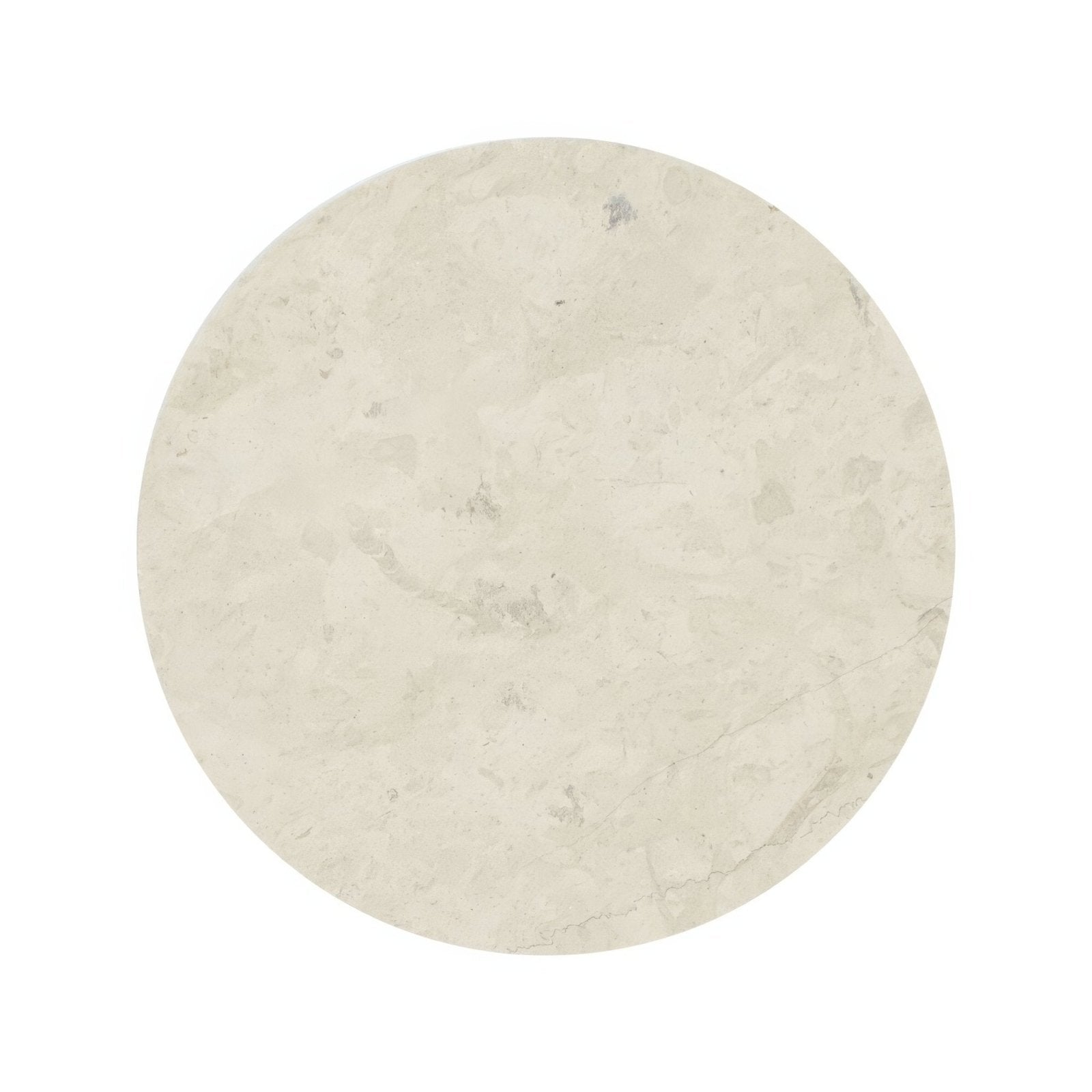 Blends Grigio Circle circular off-white stone tile with subtle gray veining and a slightly textured surface