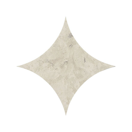 Blends grigio star star-shaped tile with light beige marble surface and subtle gray veining for elegant flooring
