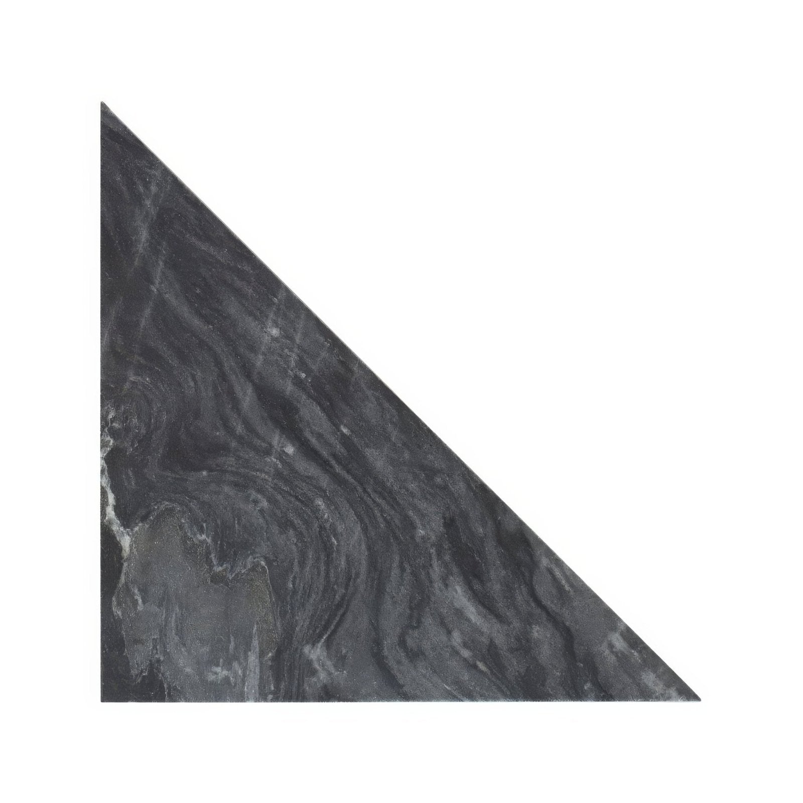 Dark gray marble blend nero triangle with swirling veining patterns showcasing natural stone texture