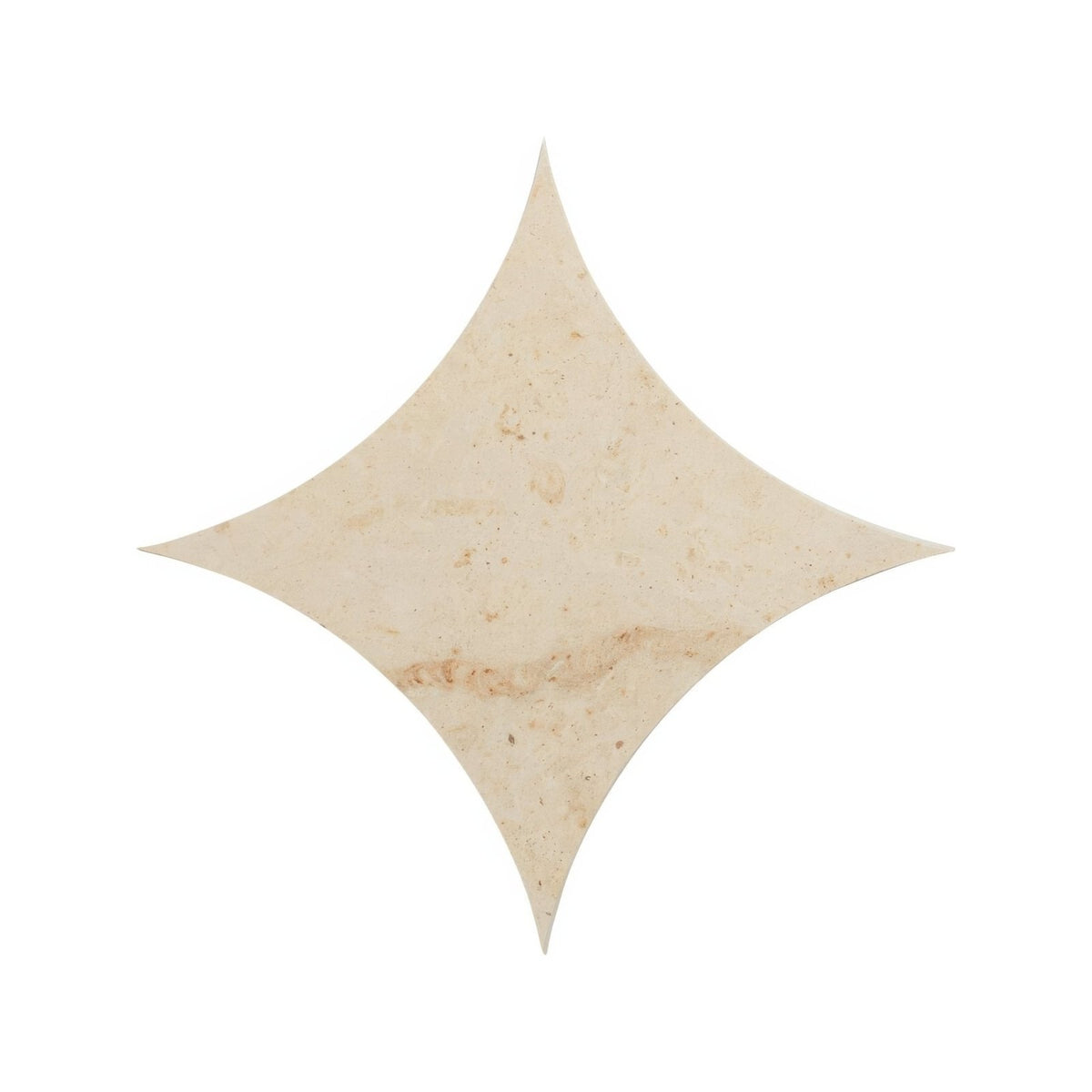 Beige star-shaped stone tile blends tarla star with natural veining and smooth polished surface for flooring and decor
