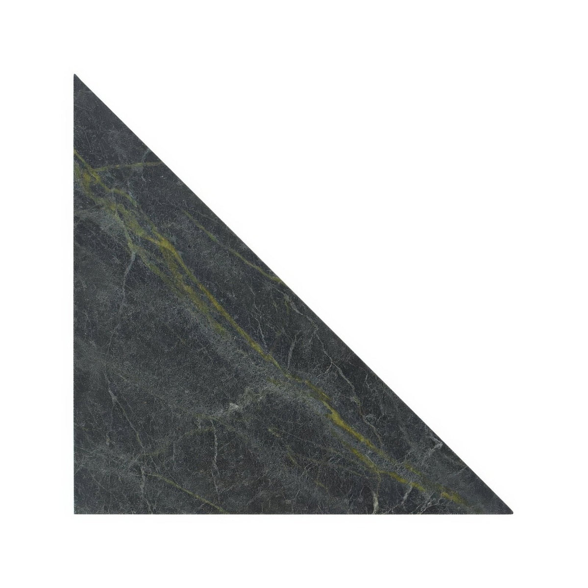 Dark green marble tile blends verde triangle with subtle yellow veining ideal for elegant interior surfaces