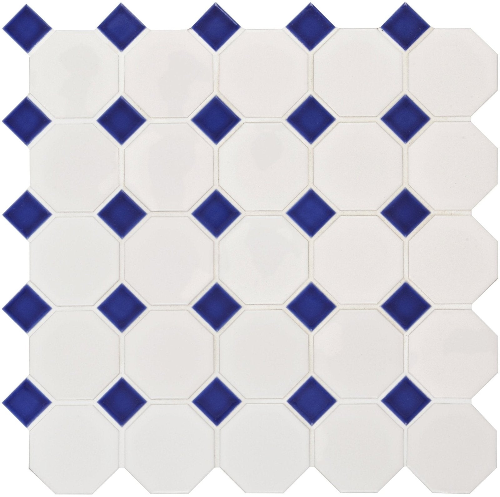 Blue Octagon & Dot Floor Mosaic