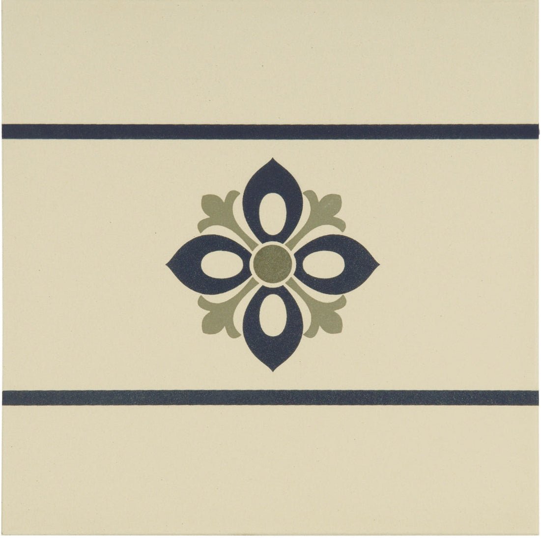 Bohemia Border Dublin, Khaki and Dark Blue on White
