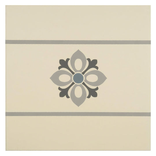 Bohemia Border Light Blue, Light Grey and Dark Grey on White