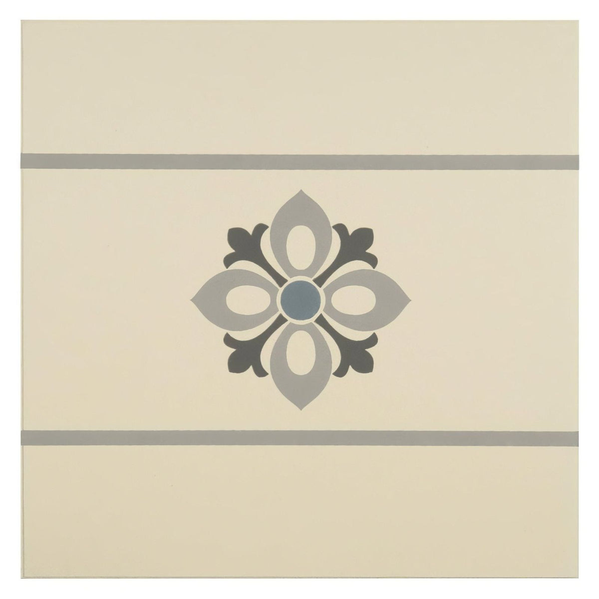 Bohemia Border Light Blue, Light Grey and Dark Grey on White