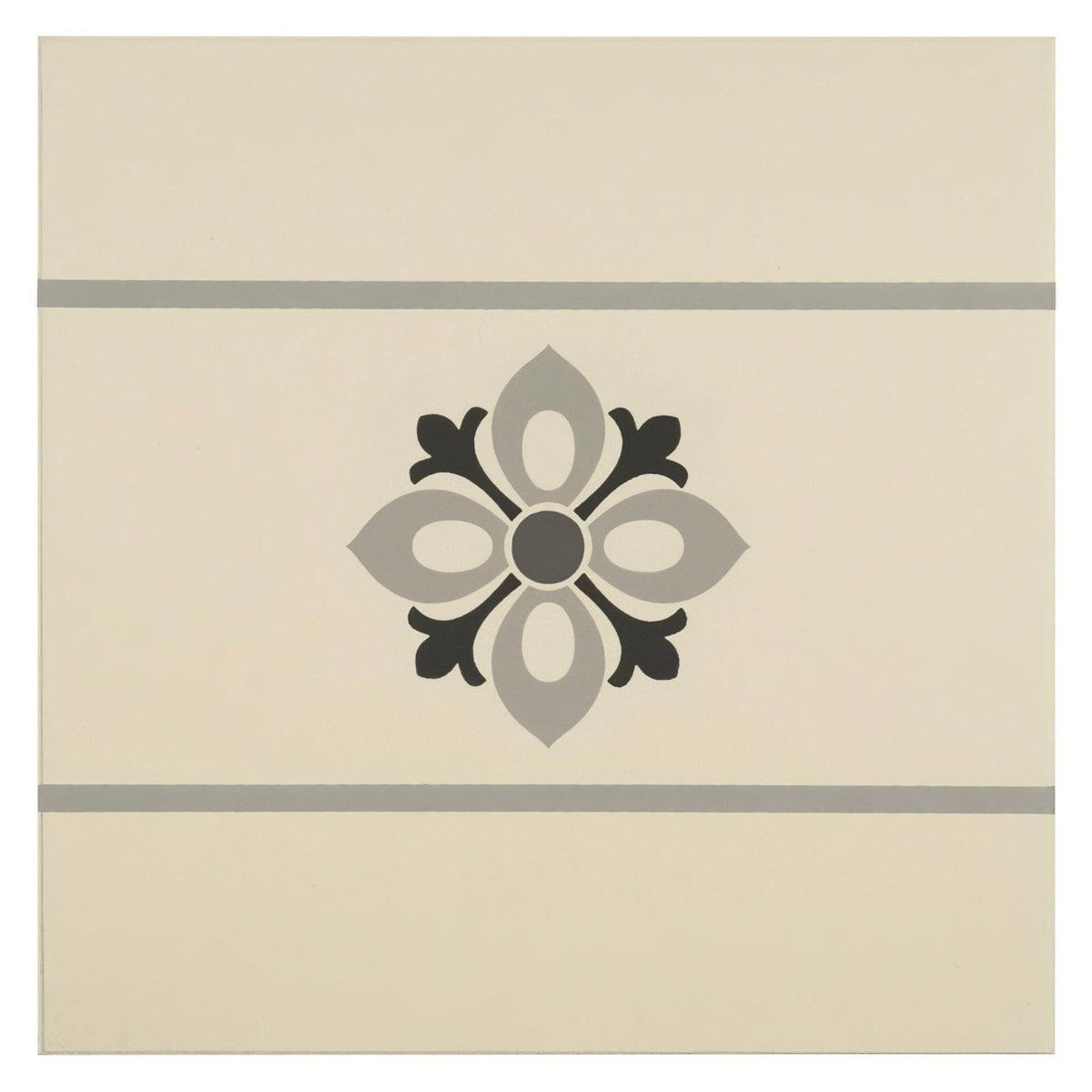 Bohemia Border Light Grey, Dark Grey and Black on White