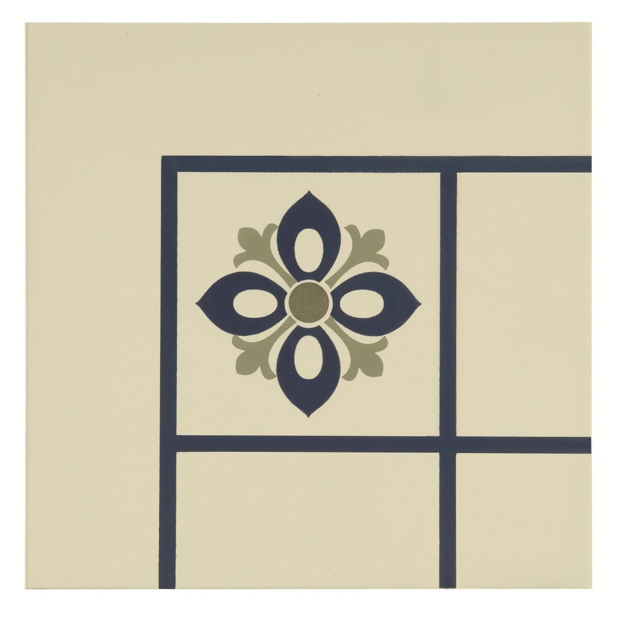 Bohemia Corner Dublin, Khaki and Dark Blue on White