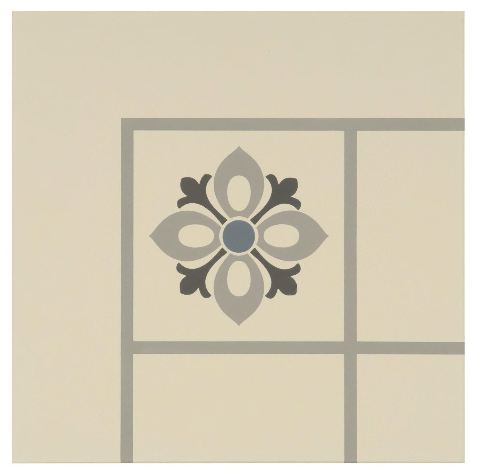 Bohemia Corner Light Blue, Light Grey and Dark Grey on White