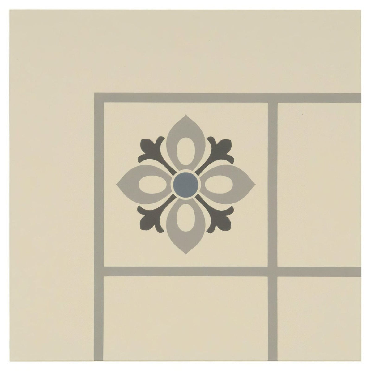 Bohemia Corner Light Blue, Light Grey and Dark Grey on White