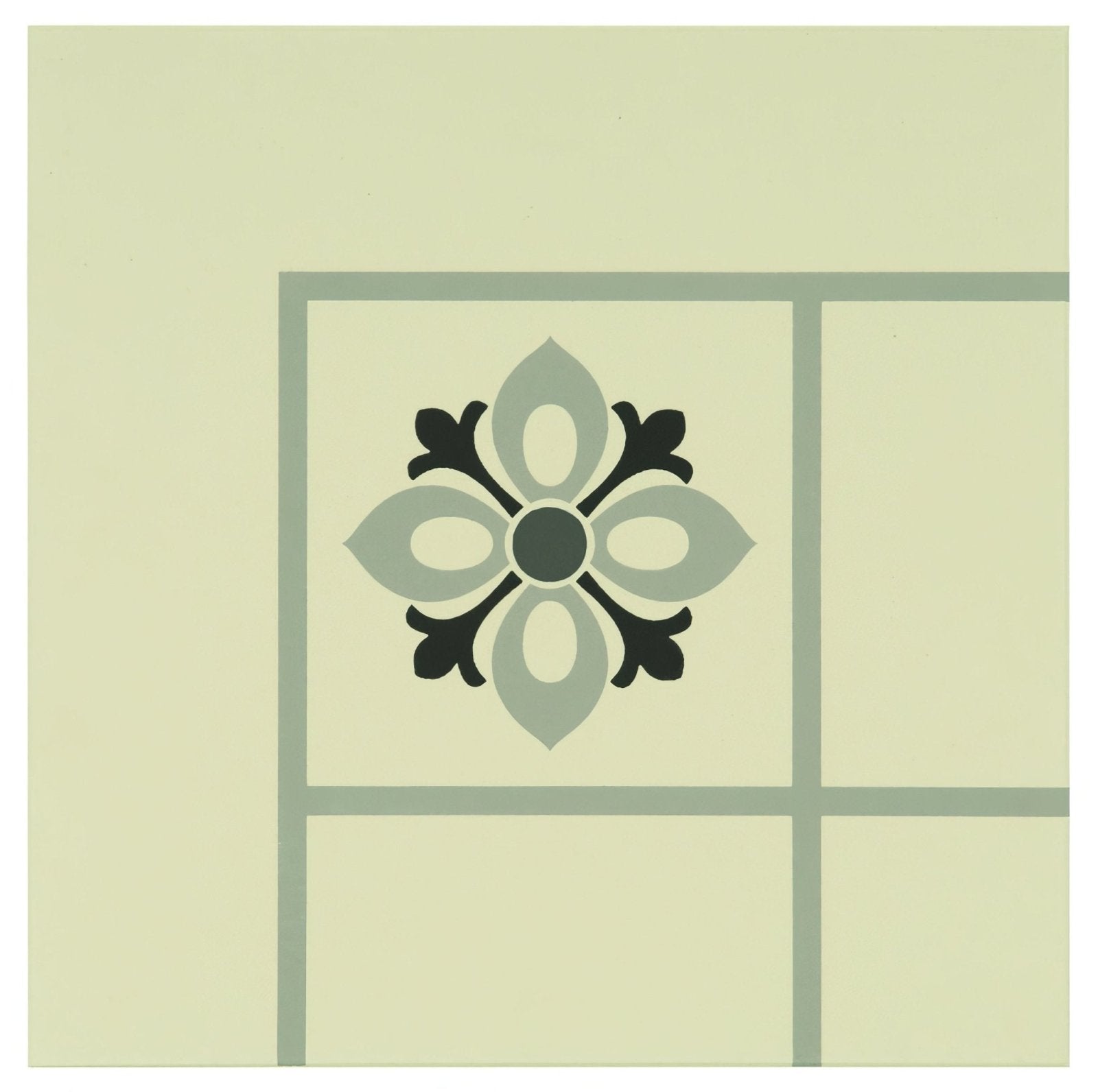 Bohemia Corner Light Grey, Dark Grey and Black on White