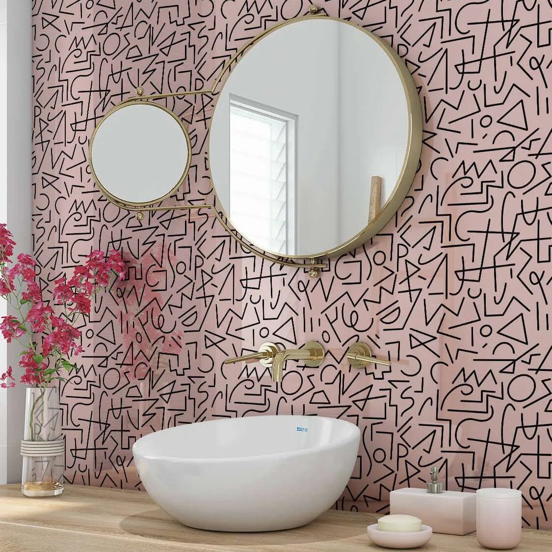 Boho Lines Pink Wall Panel