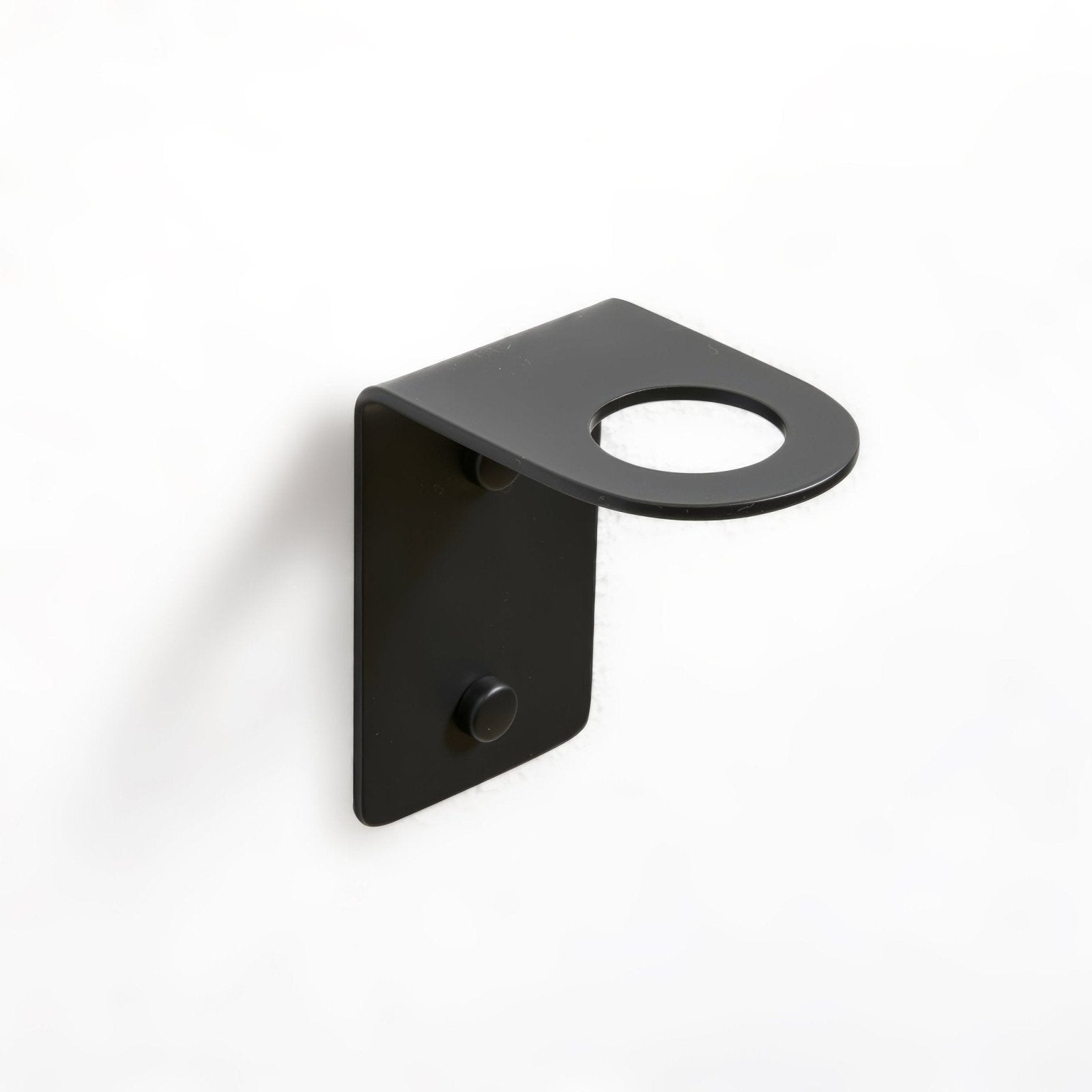 Black matte-finished wall-mounted bottle holder 1 hole with sleek minimalist design for cup or bottle storage