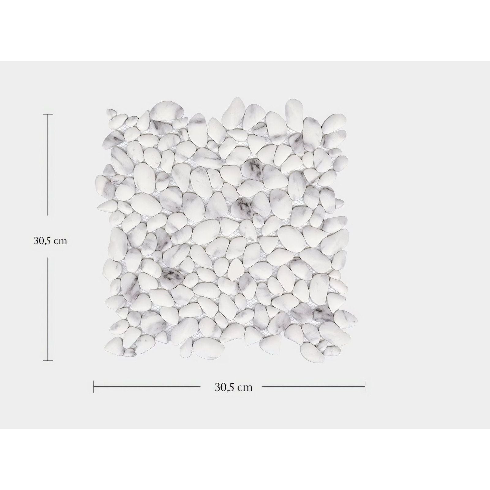 White marble-effect pebble mosaic tile 30.5 cm square boulder carrara mosaic for decorative wall and floor use