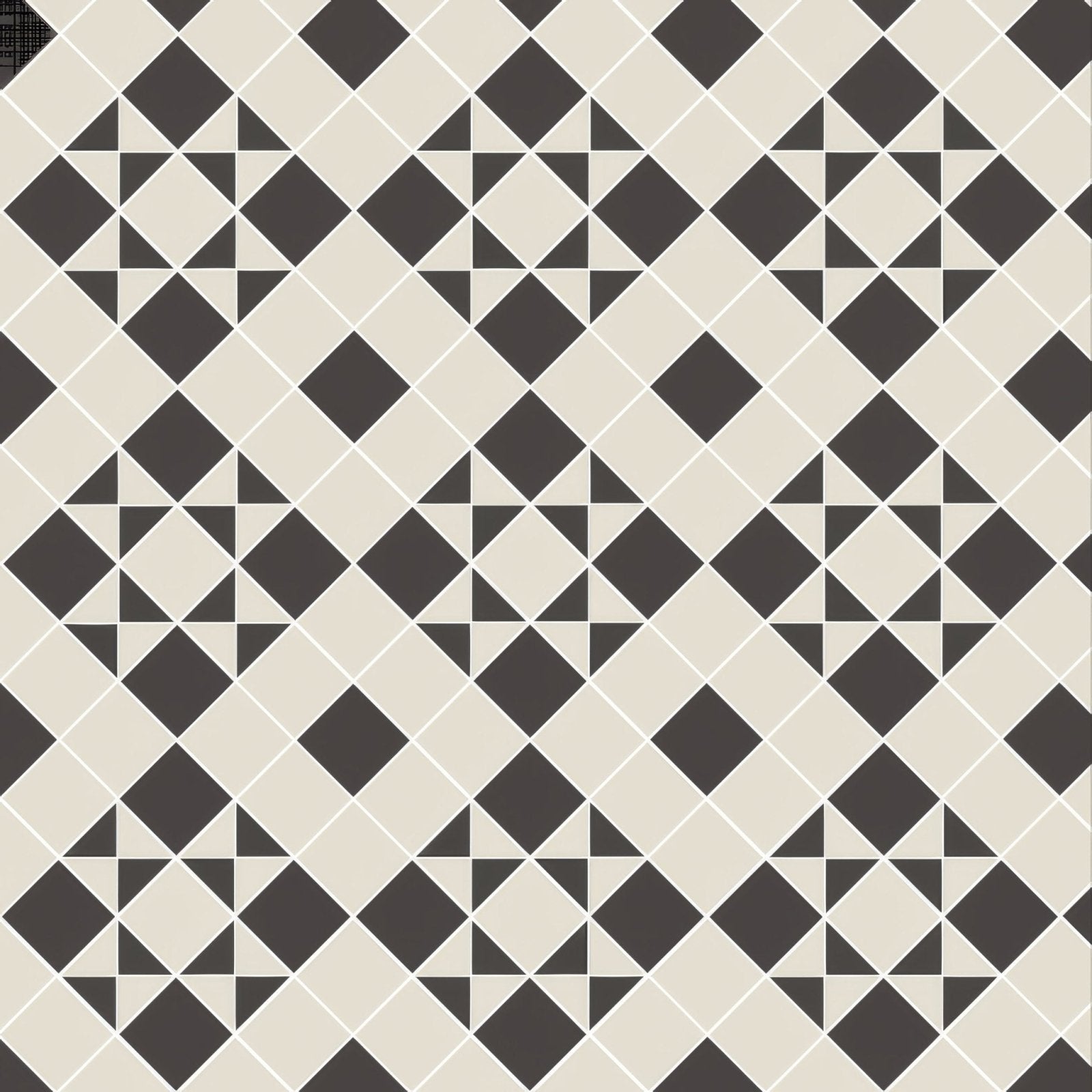 Braemar black and white ceramic tile with black and cream geometric pattern for stylish wall or floor design