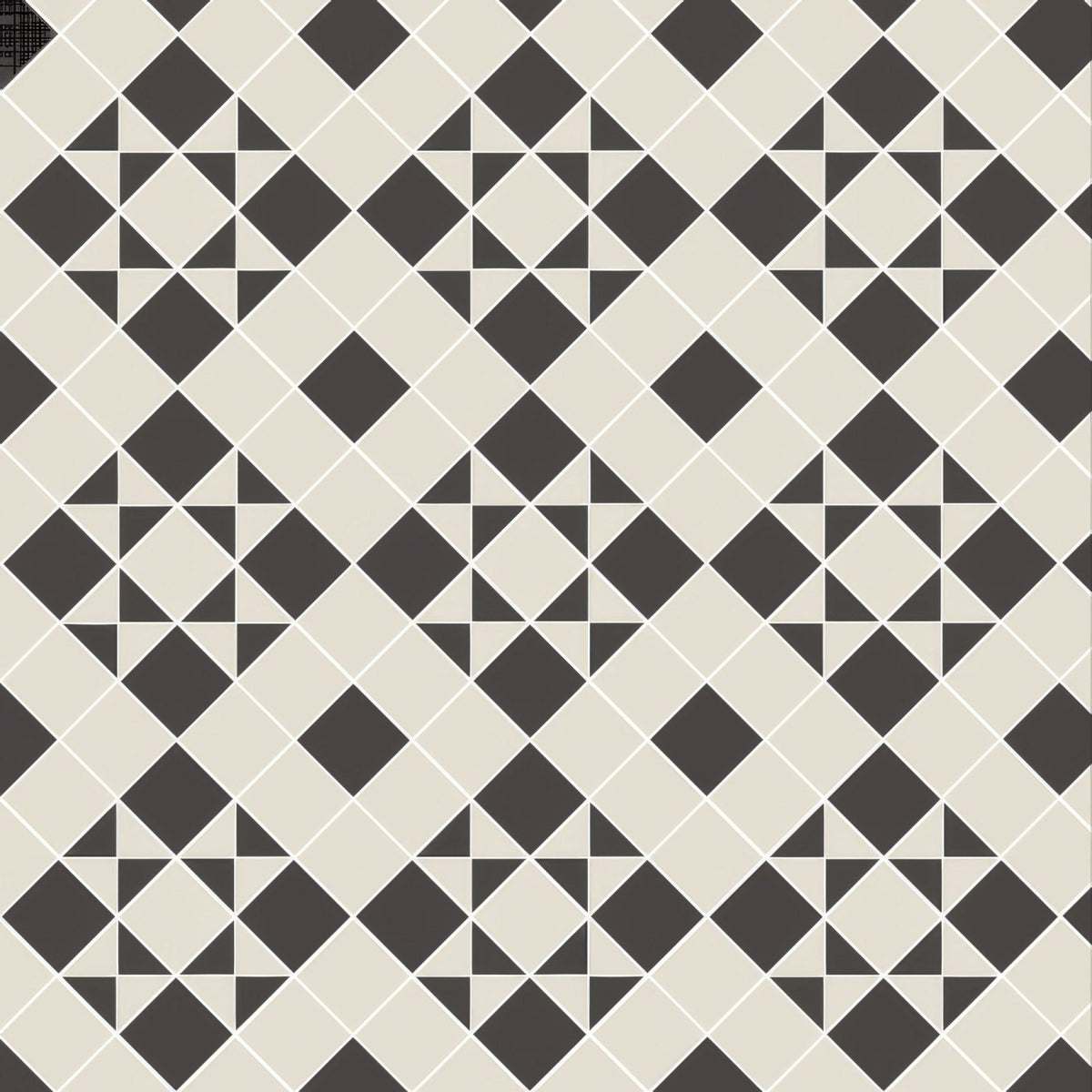 Braemar black and white ceramic tile with black and cream geometric pattern for stylish wall or floor design