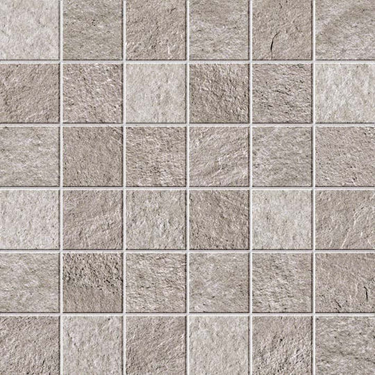 Gray stone mosaic tile bravestone pearl mosaico 30 x 30cm with textured natural surface and subtle tone variations