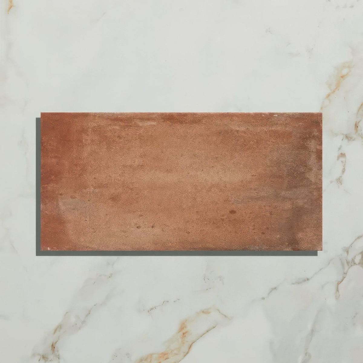 Brewhouse porcelain rectangle ceramic tile in terracotta with a matte slightly textured surface and rectangular shape