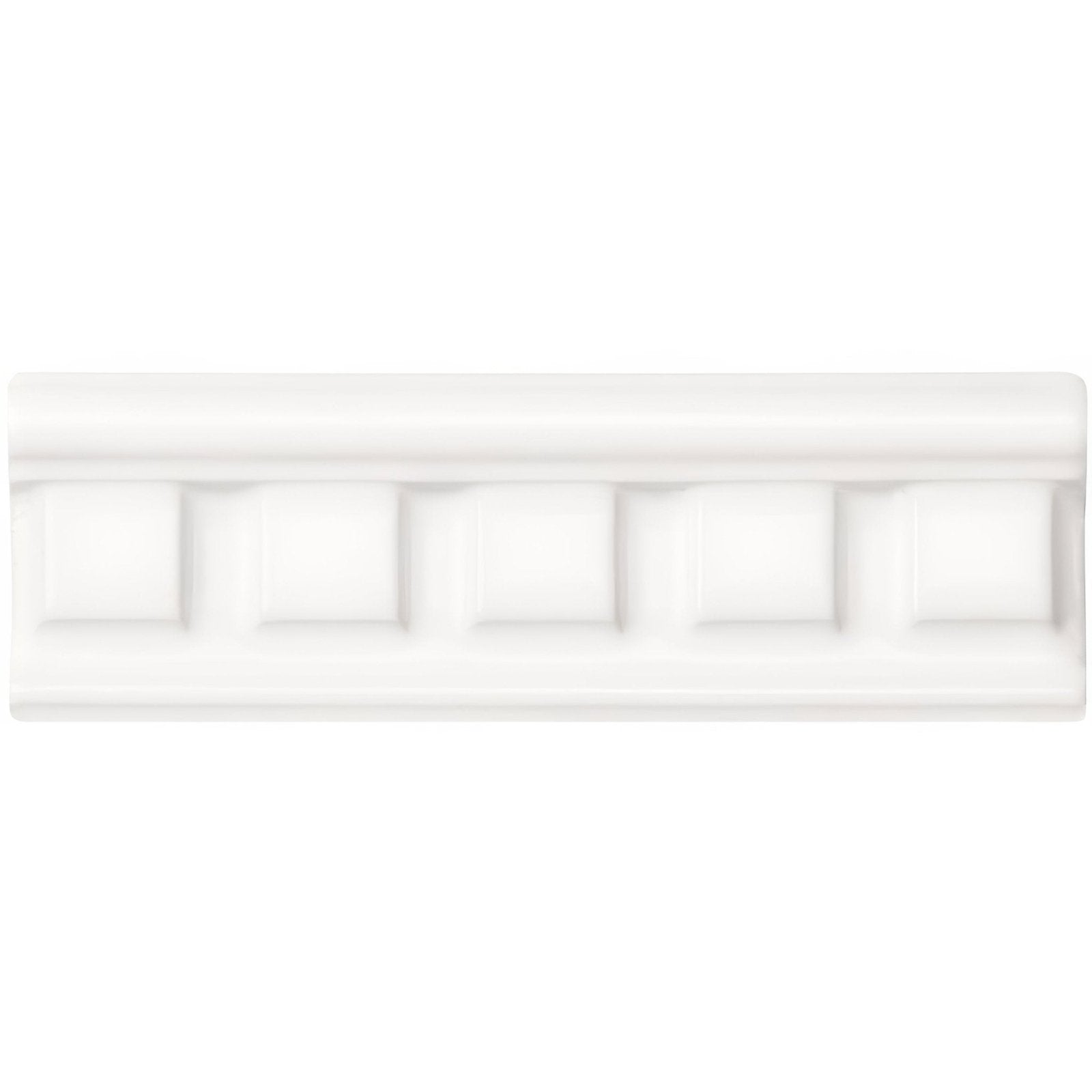 White ceramic Brilliant White Dentil Moulding baseboard with classic rectangular recessed design