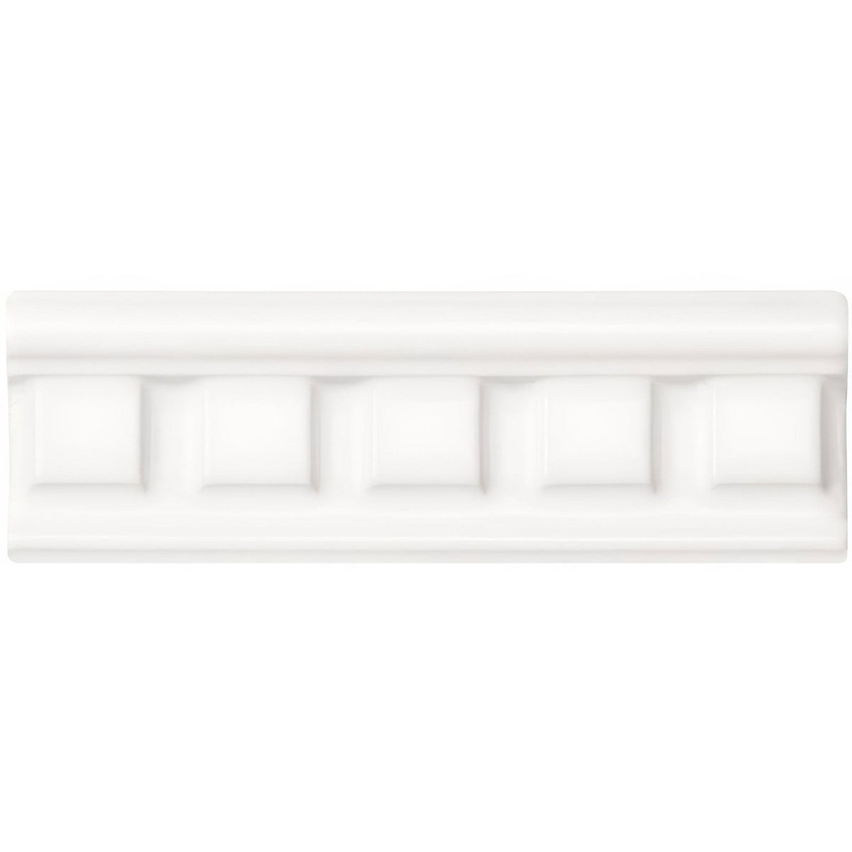 White ceramic Brilliant White Dentil Moulding baseboard with classic rectangular recessed design