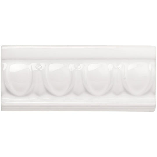 Brilliant White Egg & Dart Moulding Ceramic Wall Tile 152x65mm - alternate view