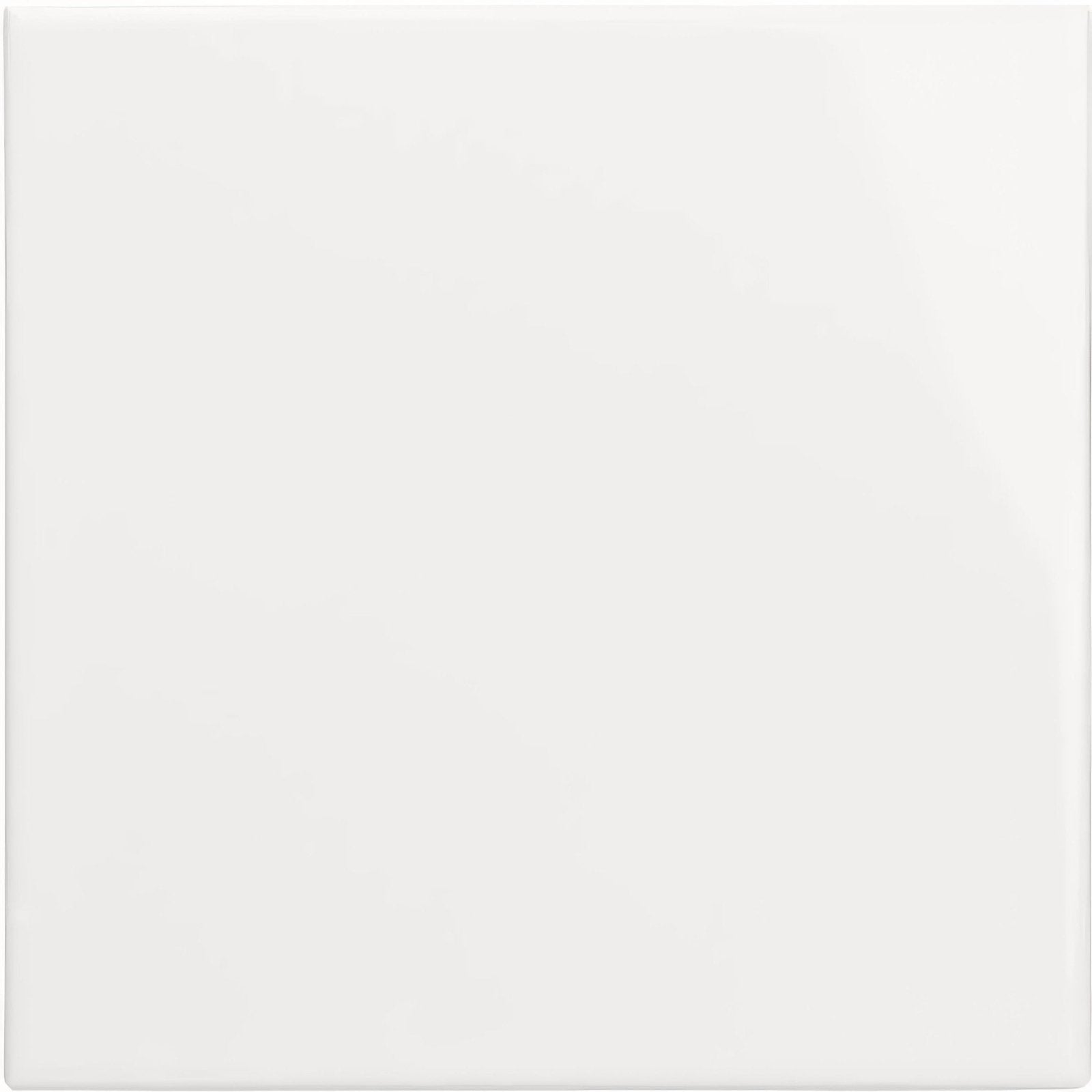 A sleek glossy white ceramic brilliant white field tile with a smooth reflective surface for wall or floor use