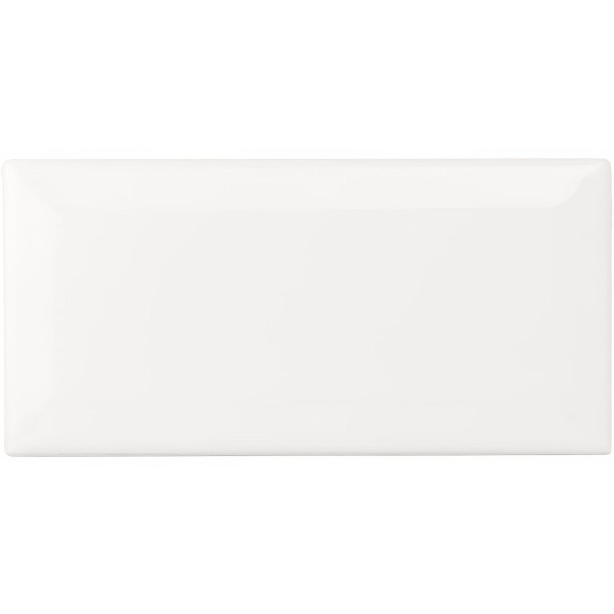 White rectangular ceramic serving platter with glossy finish for brilliant white metro bevelled tile collection