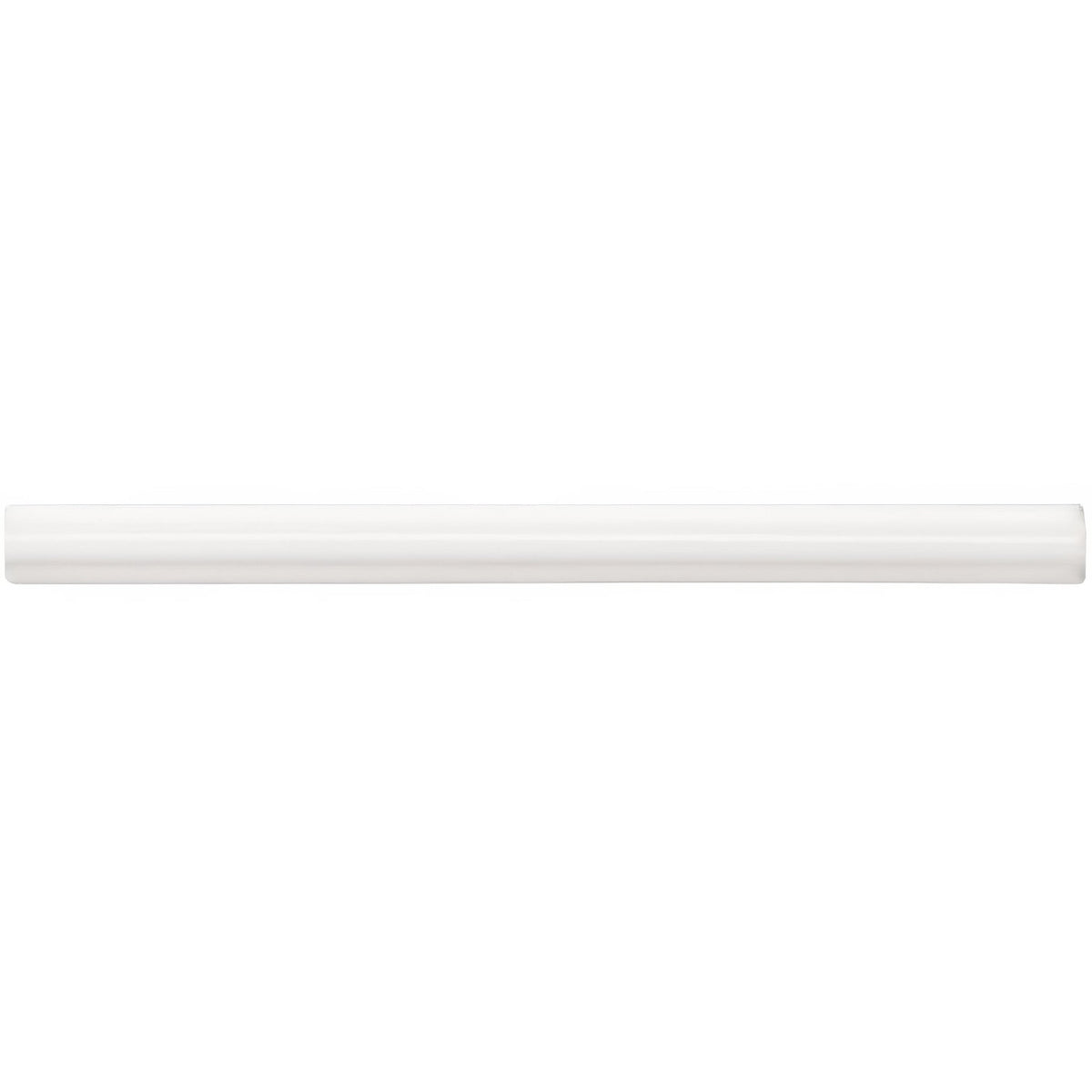 White rectangular ceramic brilliant white omega moulding tile with smooth glossy finish and slightly rounded edges
